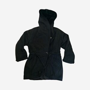 Vintage Lorovi Coat Womens Medium Black Wool Hooded Winter Parka Made USA